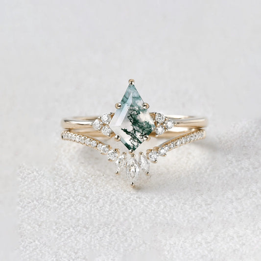 Moss Agate Engagement Ring