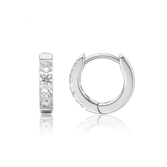 Silver Diamond Hoop Earrings