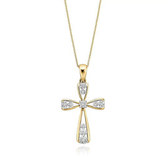 Cross Diamond Necklace Gold