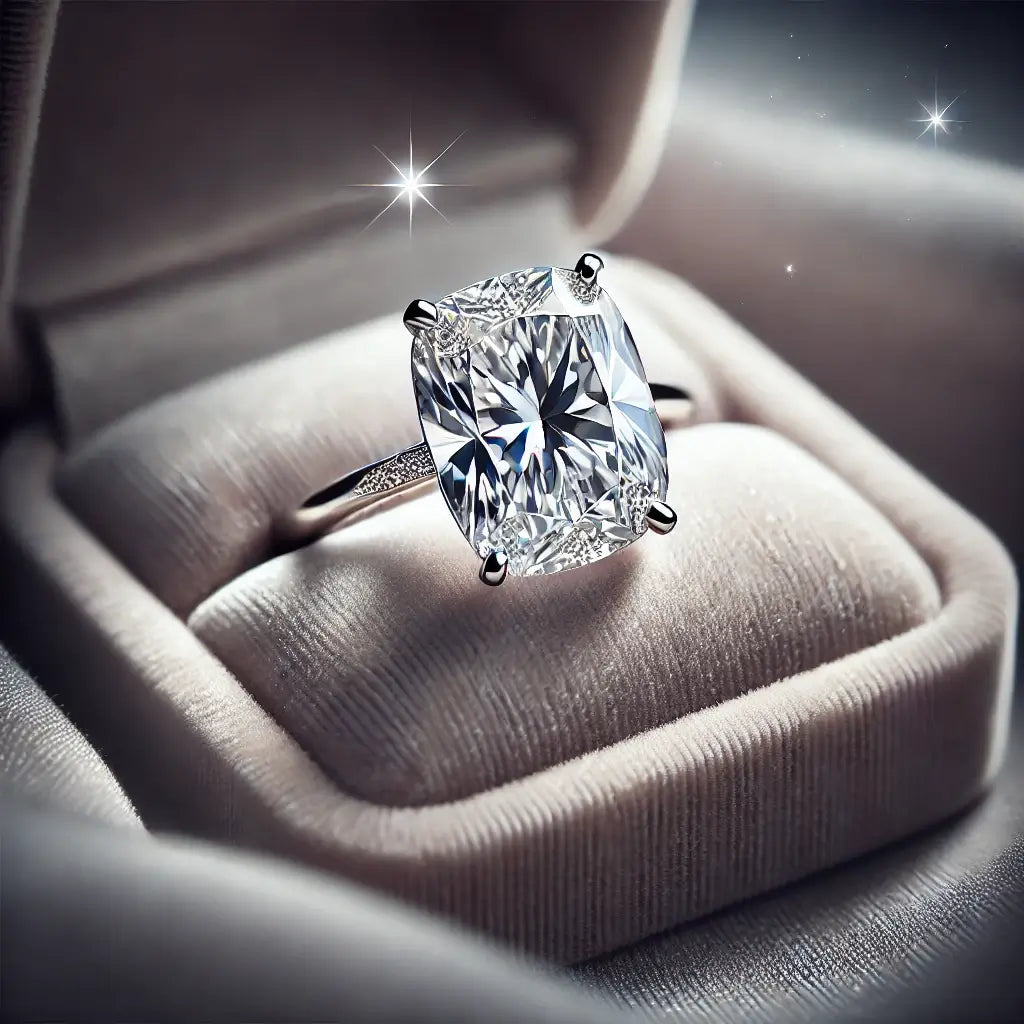 Elongated Cushion Cut Diamond Ring