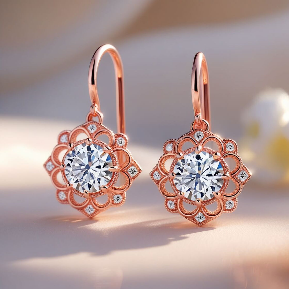 Rose Gold Diamond Earrings