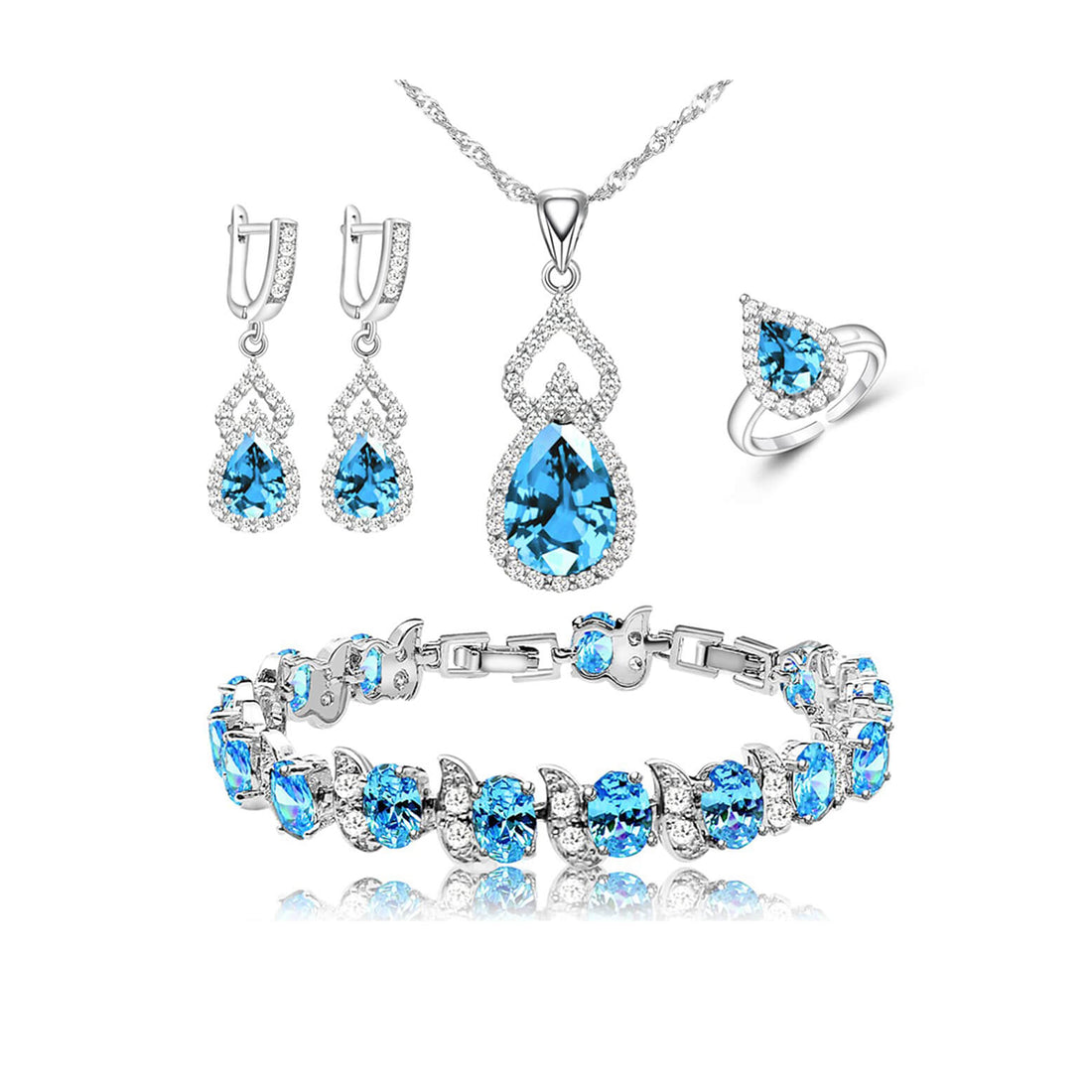 Wedding Jewelry Set Blue Sapphire