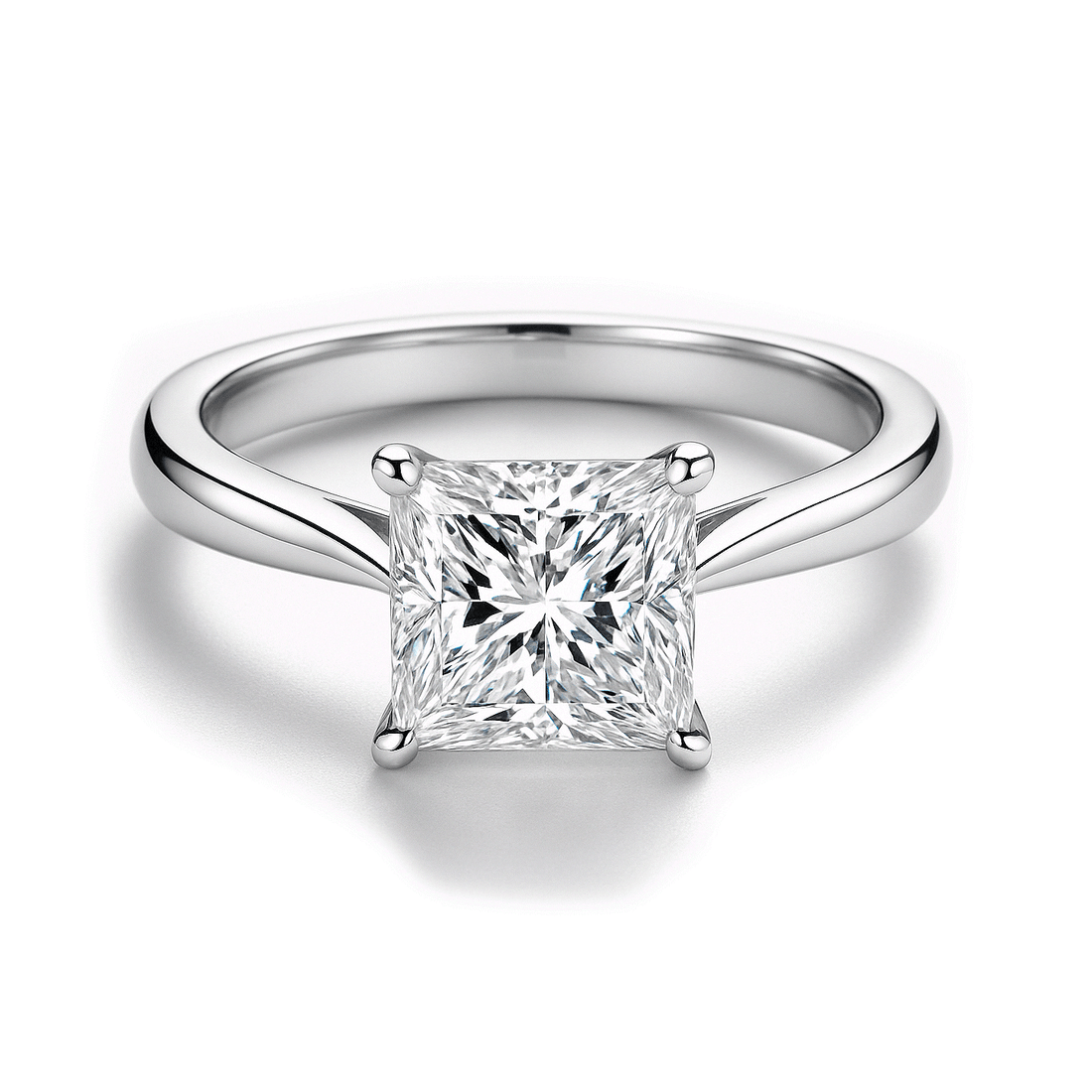 Diamond Princess Cut Ring White Gold